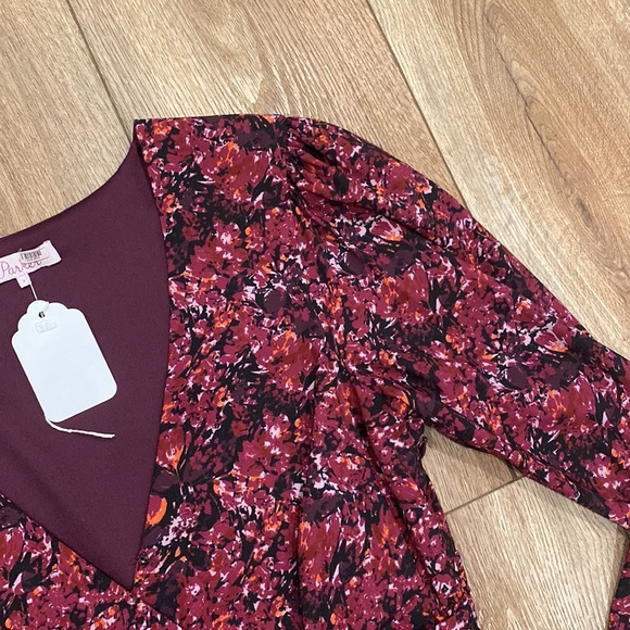 Parker Pink Alison Floral Long Sleeve Ruffle Dress - Picture 9 of 11